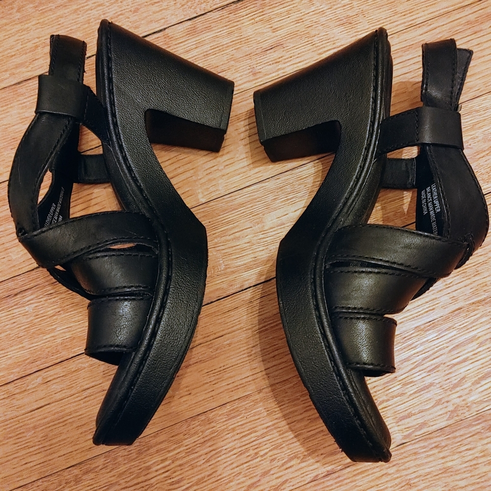 Børn Carmo Woven Strap Leather Wedge Sandals – Size 36 – Black – Full‑Grain Leat - Picture 3 of 8